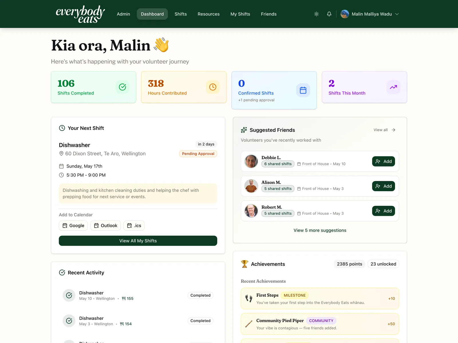 Everybody Eats - Volunteer Portal screenshot